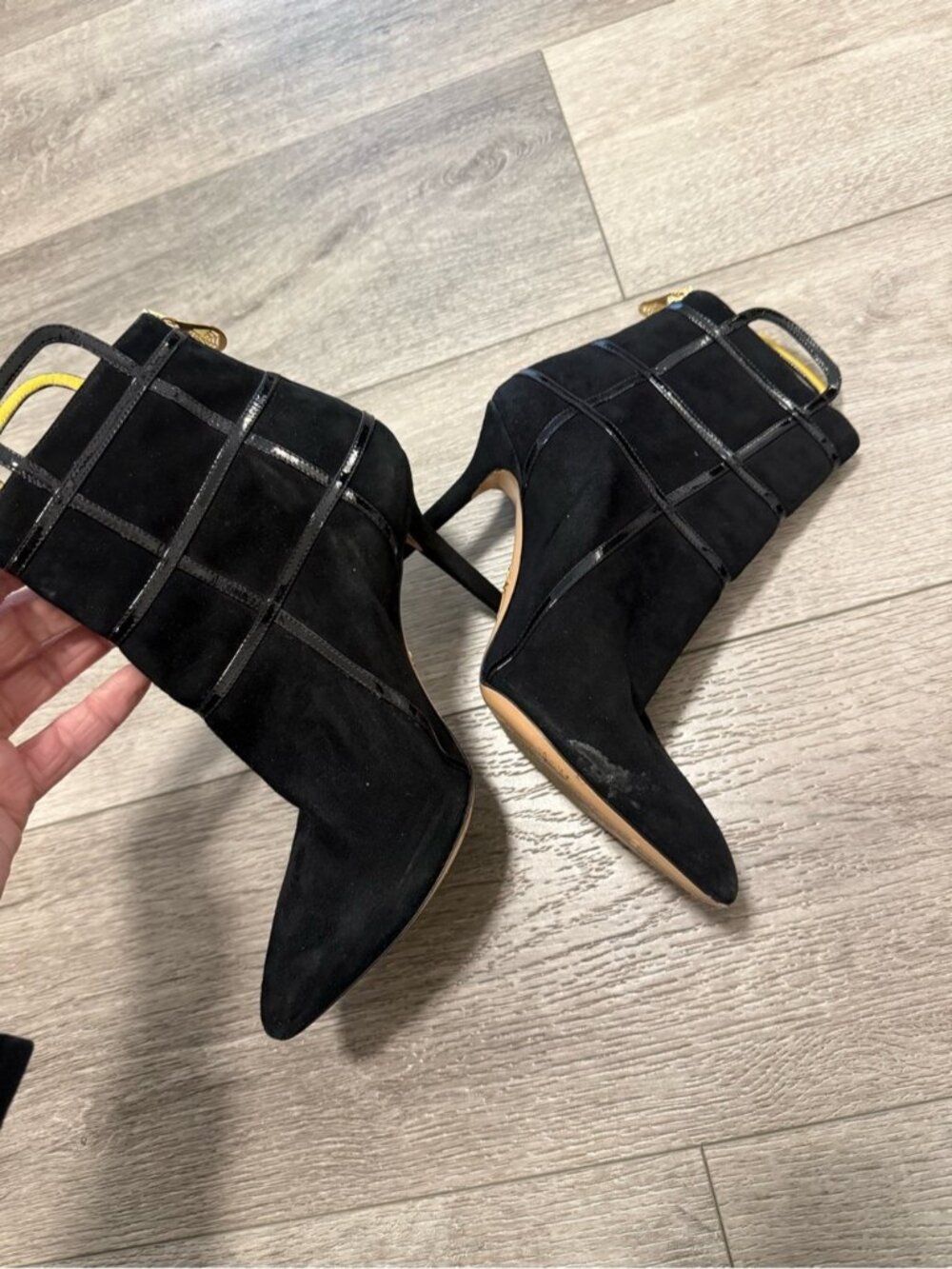 Charlotte Olympia Suede Boots black Lucinda pointed toe heeled boots size 36 - Picture 9 of 11